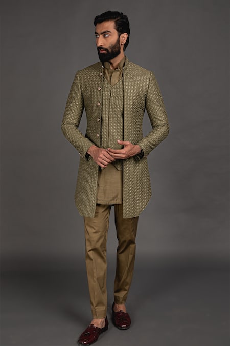 Arjan Dugal Chanderi Silk Achkan & Kurta Set 