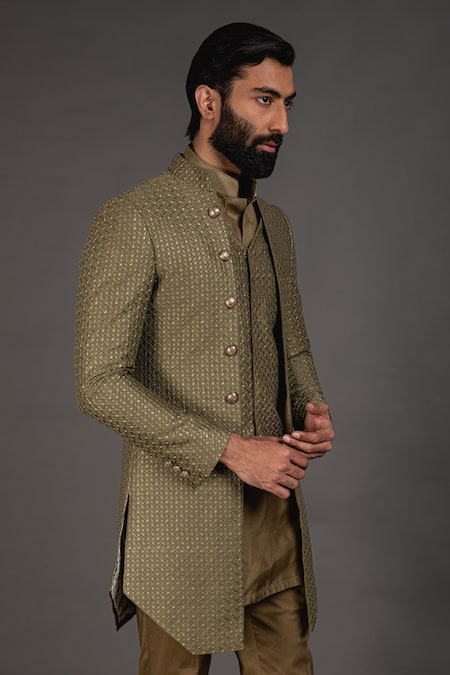 Arjan Dugal Chanderi Silk Achkan & Kurta Set 