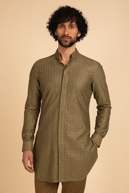 Arjan Dugal Chanderi Silk Kurta Set 