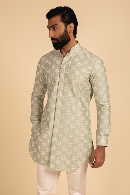 Arjan Dugal Chanderi Silk Embroidered Kurta Set 
