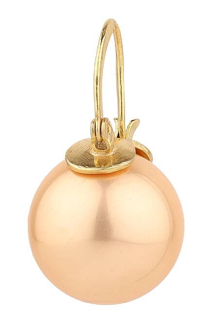 Anaash_Orange Pearl And Metal Stud Earrings_Online_at_Aza_Fashions