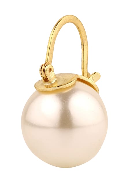 Shop_Anaash_White Pearl And Metal Stud Earrings _Online_at_Aza_Fashions
