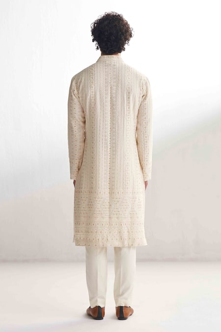 Agraj Jain Chikankari Embroidered Kurta & Pyjama Set 