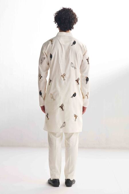 Agraj Jain Mughal Bird Embroidered Kurta & Pyjama Set 