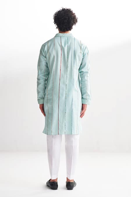 Agraj Jain Linear Sequins Embroidered Kurta & Pyjama Set 