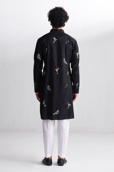 Agraj Jain Mughal Bird Embroidered Kurta & Pyjama Set 