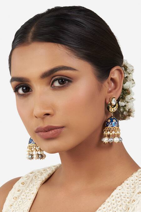 Ahaanya Gold Plated Kundan Jhumkas