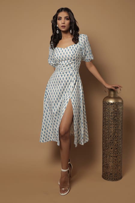 Ahi Clothing Block Print Midi Dress 