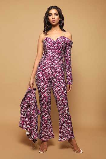 Ahi Clothing_Purple Crepe Digital Print Jumpsuit With Jacket_Online_at_Aza_Fashions