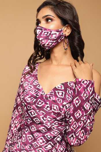 Ahi Clothing_Purple Crepe Digital Print Jumpsuit With Jacket_at_Aza_Fashions