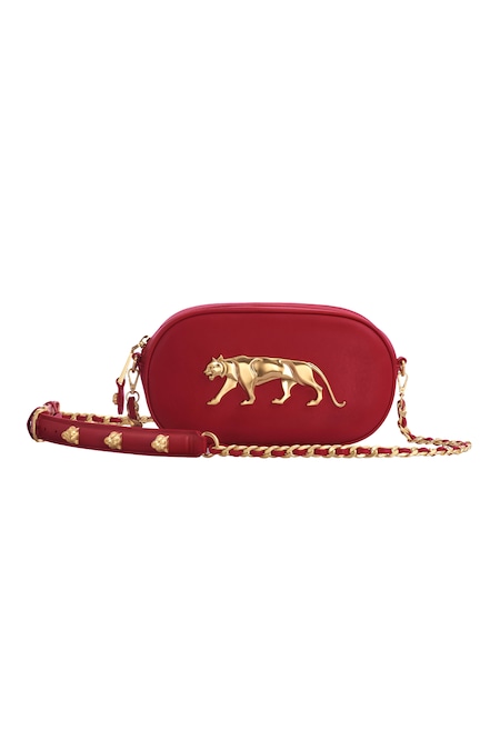 Buy_Sabyasachi_Rouge Bengal - Red Chains Chowringhee Sling Bag _at_Aza_Fashions