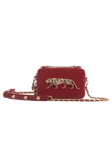 Shop_Sabyasachi_Rouge Bengal - Red Chains Alipore Sling Bag _at_Aza_Fashions