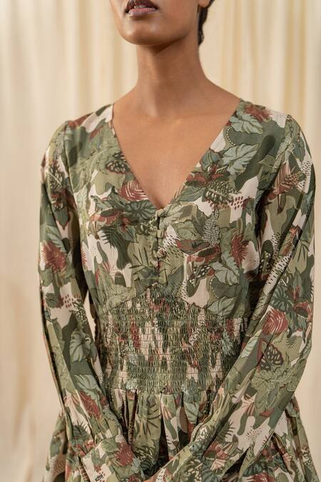 Buy Green Rayon Staple Quilting Printed Floral Open Jacket For Women by  Label Reyya Online at Aza Fashions.