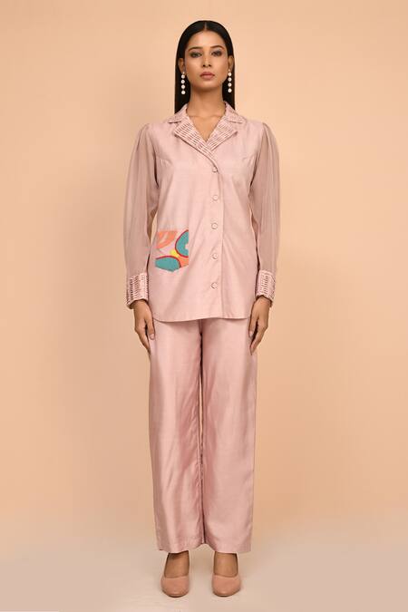 Buy_Arihant Rai Sinha_Pink Notched Collar Shirt And Pant Set_Online_at_Aza_Fashions