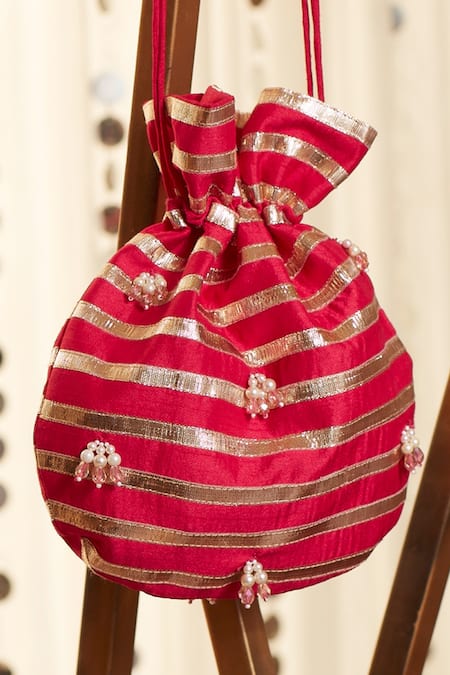 Ajiesh Oberoi Dupion Silk Embroidered Potli Bag 