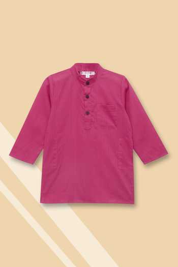 Amber Jaipur_Pink Cotton Printed Bundi And Kurta Set _Online_at_Aza_Fashions