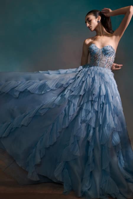 Light Blue Bridal Dress,Princess Wedding Dresses,Classic Bridal Dress, -  Wishingdress