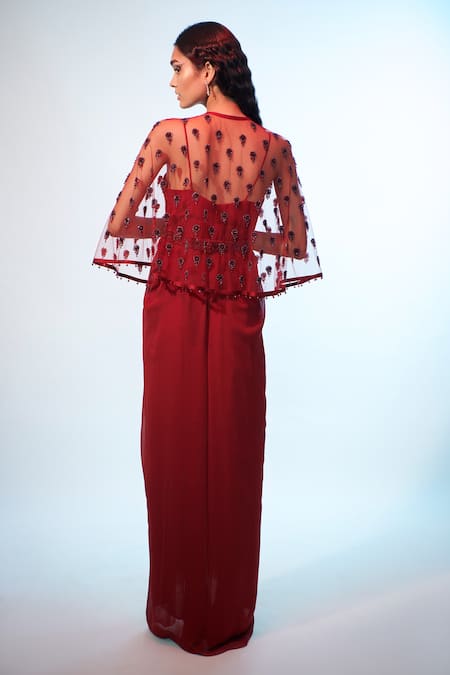 Anjali Kanwar Embroidered Cape With Gown 