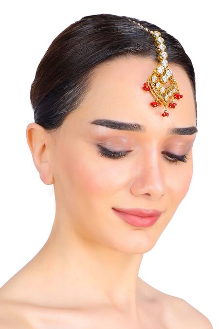 Aakarsha By Ajay_Gold Plated Stone Embellished Maangtikka_Online_at_Aza_Fashions