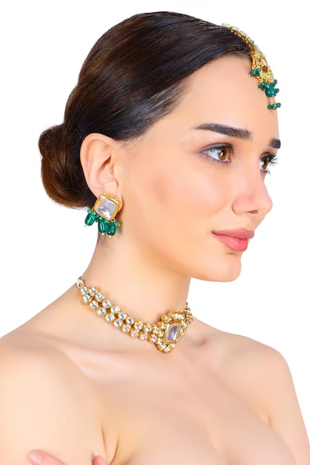 Aakarsha By Ajay_Gold Plated Pearls, Beads Kundan Stone Necklace Set_Online_at_Aza_Fashions