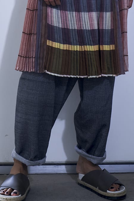 Buy_Urvashi Kaur_Gray Cotton Organic Harem Style Pant_Online_at_Aza_Fashions