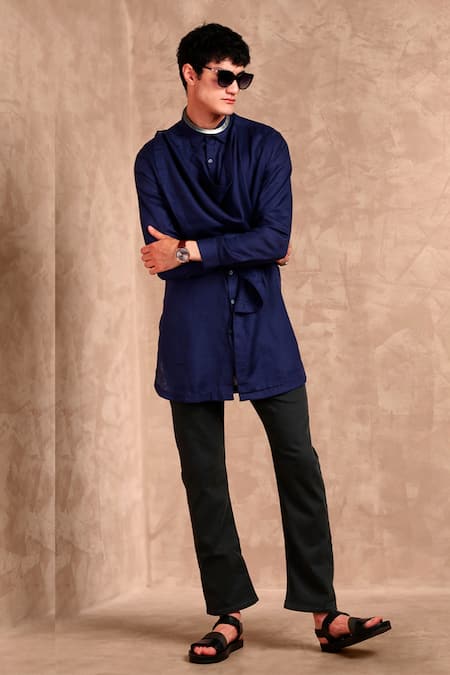 Mr. Ajay Kumar Cowl Linen Kurta 