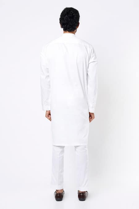 Shop MR. Ajay Kumar White Cotton Satin Floral Digital Print Kurta And Pant Set at Aza Fashions Shop_MR. Ajay Kumar_White Cotton Satin Floral Digital Print Kurta And Pant Set _at_Aza_Fashions