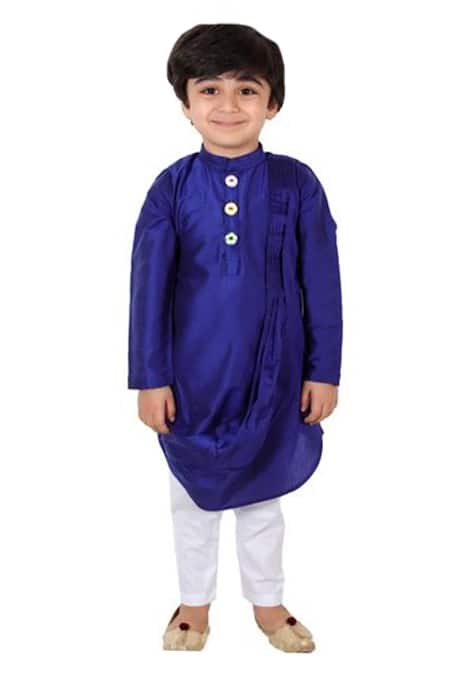 APRICOTKIDS Blue , Satin Cowl Draped Kurta Set 