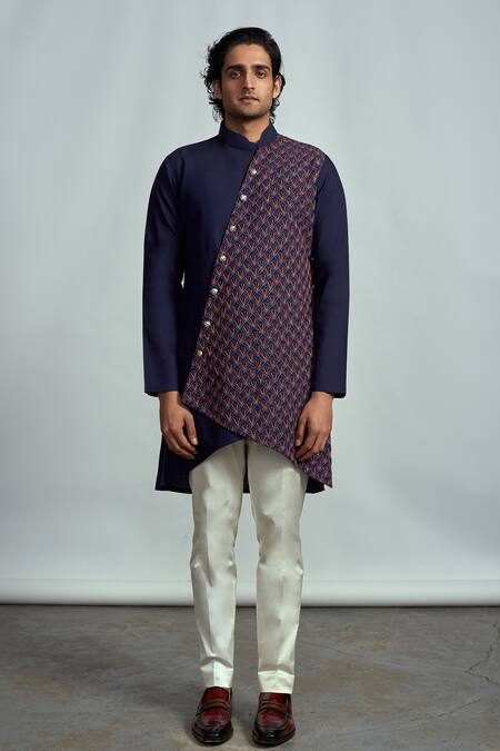 Arjuun Kilachand_Purple Suiting Embroidered Bundi And Kurta Set _Online_at_Aza_Fashions