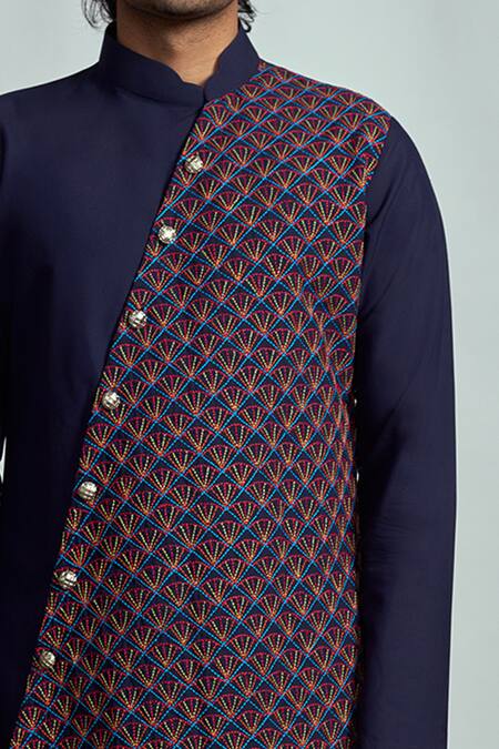 Buy_Arjuun Kilachand_Purple Suiting Embroidered Bundi And Kurta Set _Online_at_Aza_Fashions