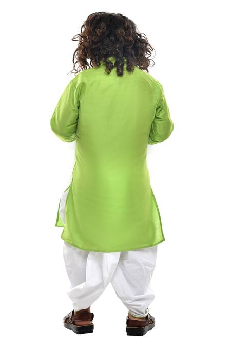 Shop APRICOTKIDS Green , Satin Gota Patti Silk Kurta And Dhoti Pant Set at Aza Fashions Shop_APRICOTKIDS_Green , Satin Gota Patti Silk Kurta And Dhoti Pant Set _at_Aza_Fashions