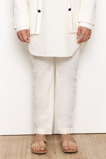 Buy_Arjuun Kilachand_White Linen Jacket And Pant Set _Online_at_Aza_Fashions