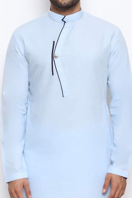 Arjuun Kilachand_Blue Cotton Kurta And Pant Set _Online_at_Aza_Fashions