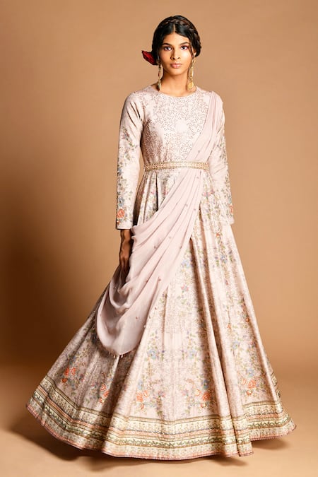 Kalista  Silk Anarkali with Draped Dupatta 