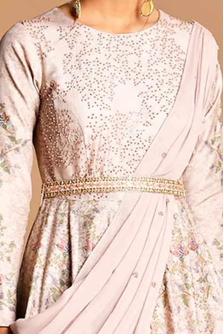 Buy Kalista Purple Dola , 40%, Viscose 60% Round Anarkali With Draped Dupatta Online at Aza Fashions Buy_Kalista_Purple Dola , 40%, Viscose 60% Round Anarkali With Draped Dupatta _Online_at_Aza_Fashions