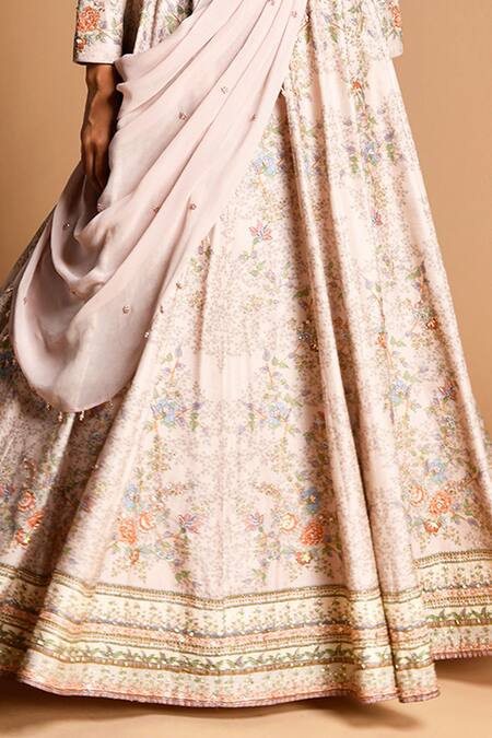 Shop Kalista Purple Dola , 40%, Viscose 60% Round Anarkali With Draped Dupatta Online at Aza Fashions Shop_Kalista_Purple Dola , 40%, Viscose 60% Round Anarkali With Draped Dupatta _Online_at_Aza_Fashions