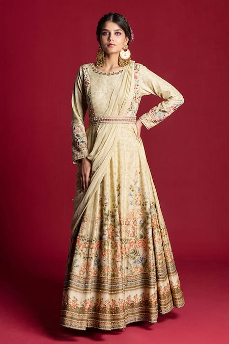 Kalista  Silk Anarkali with Draped Dupatta 