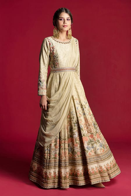 Kalista  Silk Anarkali with Draped Dupatta 