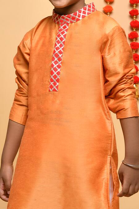 Buy APRICOTKIDS Orange , Satin Gota Patti Silk Kurta Set Online at Aza Fashions Buy_APRICOTKIDS_Orange , Satin Gota Patti Silk Kurta Set _Online_at_Aza_Fashions