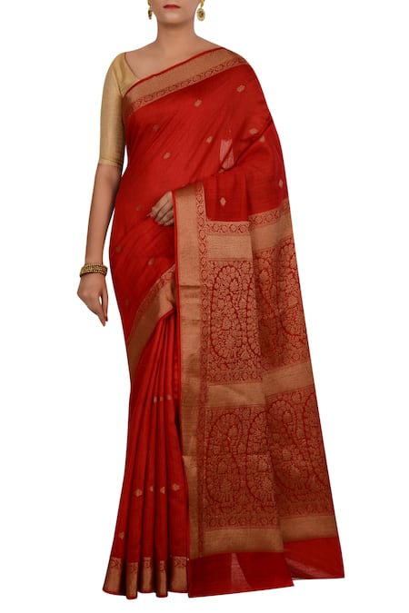 Nazaakat by Samara Singh Red Banarasi Silk Pure Saree