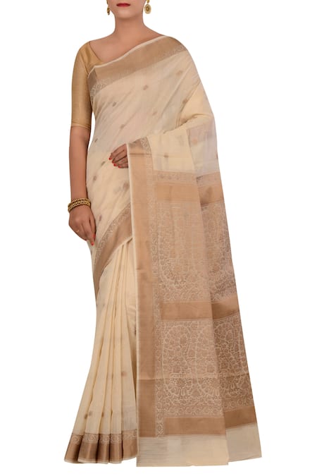 Nazaakat by Samara Singh Off White Banarasi Silk Pure Saree