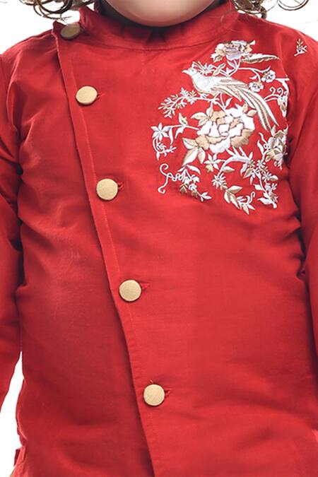 Buy APRICOTKIDS Red , Satin Embroidery Silk Kurta Set Online at Aza Fashions Buy_APRICOTKIDS_Red , Satin Embroidery Silk Kurta Set _Online_at_Aza_Fashions