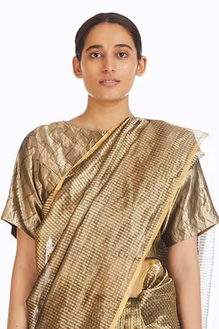 Buy_Akaaro_Gold Handwoven Silk Saree  _Online_at_Aza_Fashions