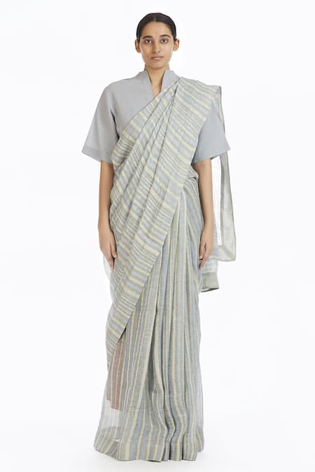 Akaaro Handwoven Linen Saree 