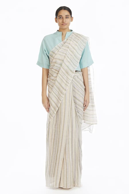 Akaaro Handwoven Linen Saree 