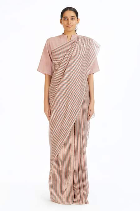 Akaaro Handwoven Linen Saree 