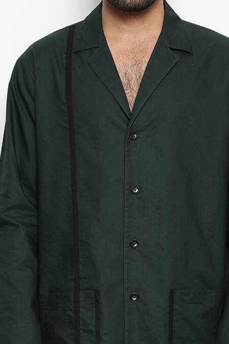 Buy_Arjuun Kilachand_Green Cotton Lounge Shirt And Pant Set _Online_at_Aza_Fashions