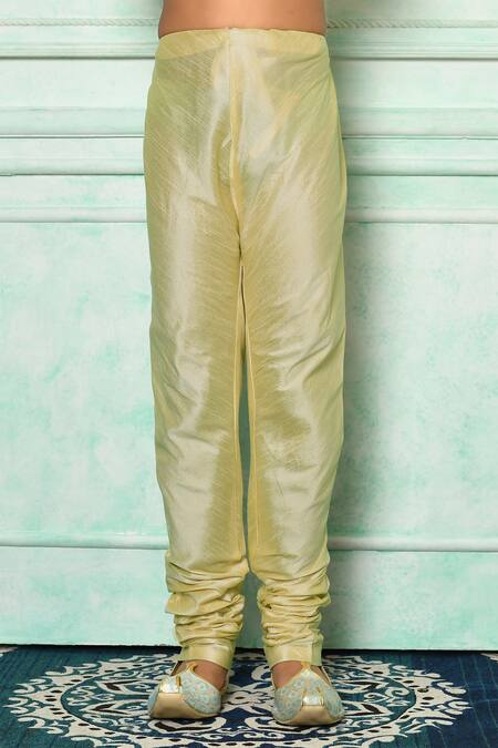 Petite Pomme_Blue Silk Embroidery Flora And Leaf Kurta Set _Online_at_Aza_Fashions