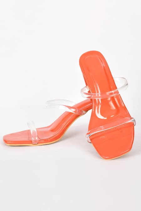 Orange strappy online heels