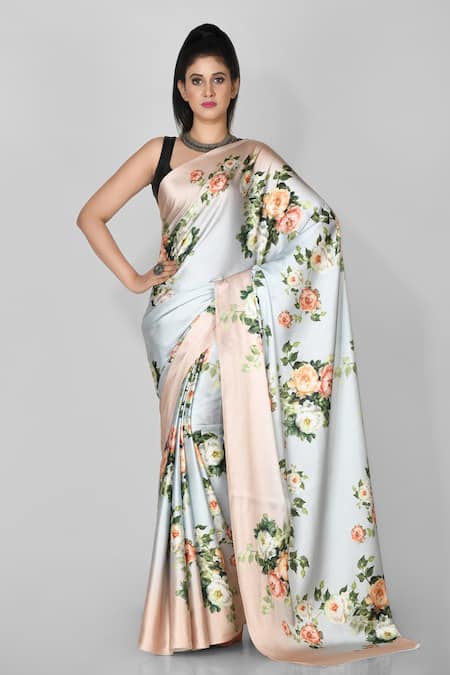 Nazaakat by Samara Singh Multi Color Satin Printed Floral Saree